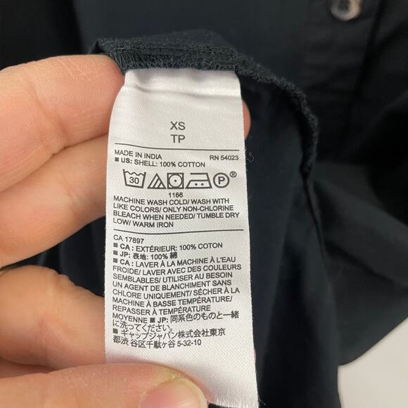 🍒 Cotton Oversized Boxy Midi Shirt Dress Black Button Front Classic Poplin XS - Picture 10 of 10